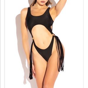 Brand New Never Worn Black Tassel Monokini